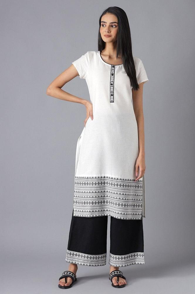 white kurta and black palazzo set