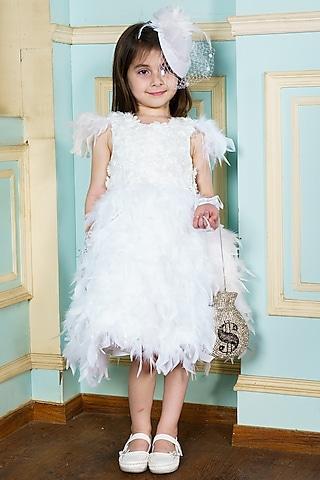 white lace & feather dress for girls