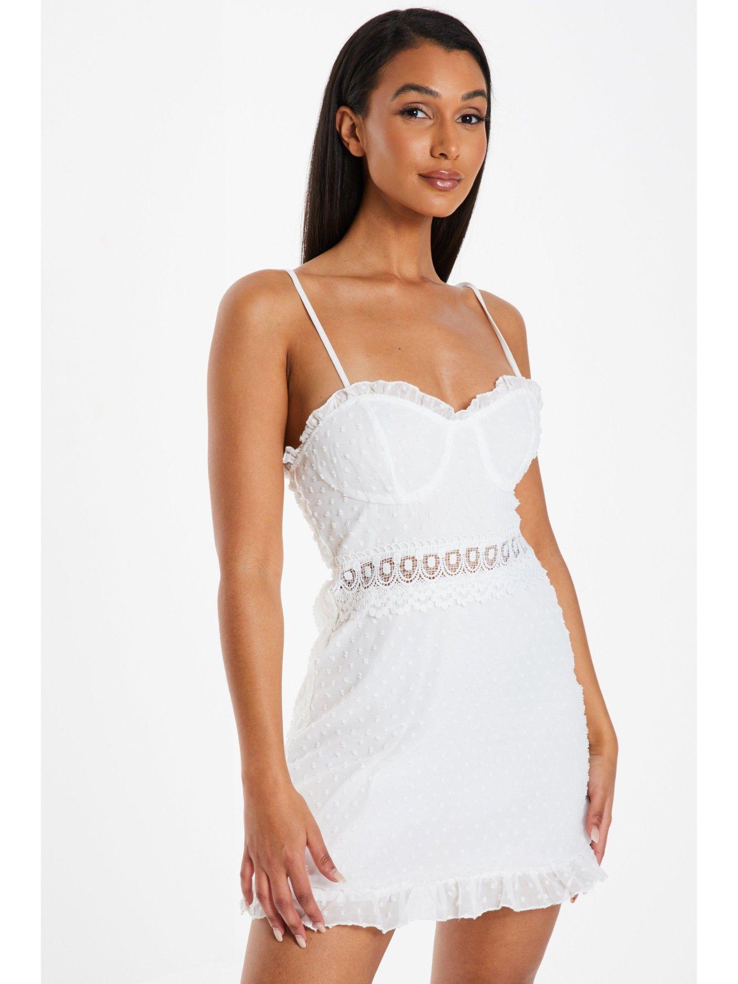 white lace strappy skater dress