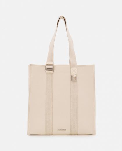 white le cabas cuerda canvas tote bag