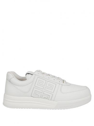 white leather sneakers