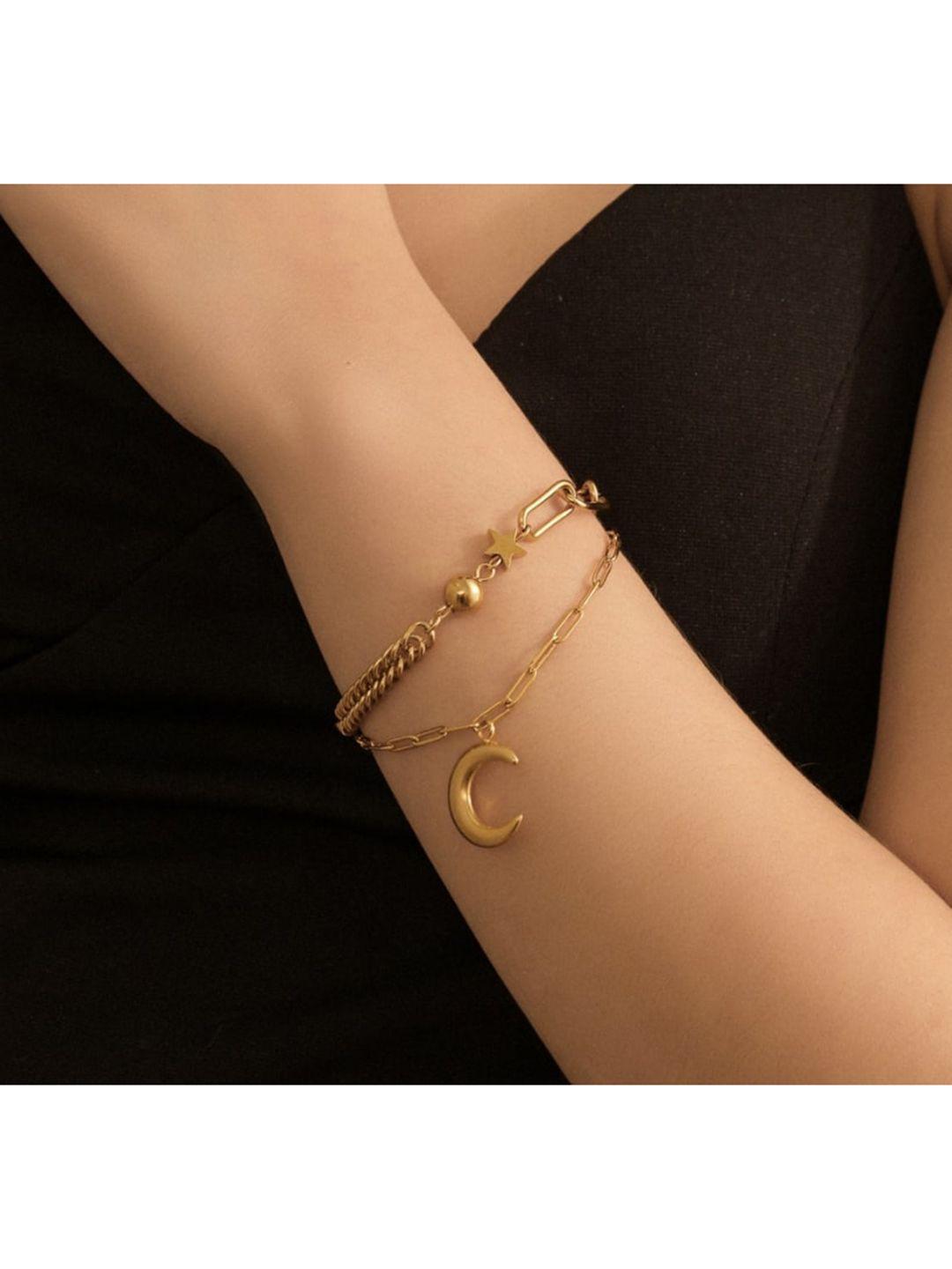 white lies women 18k gold-plated layered bracelet