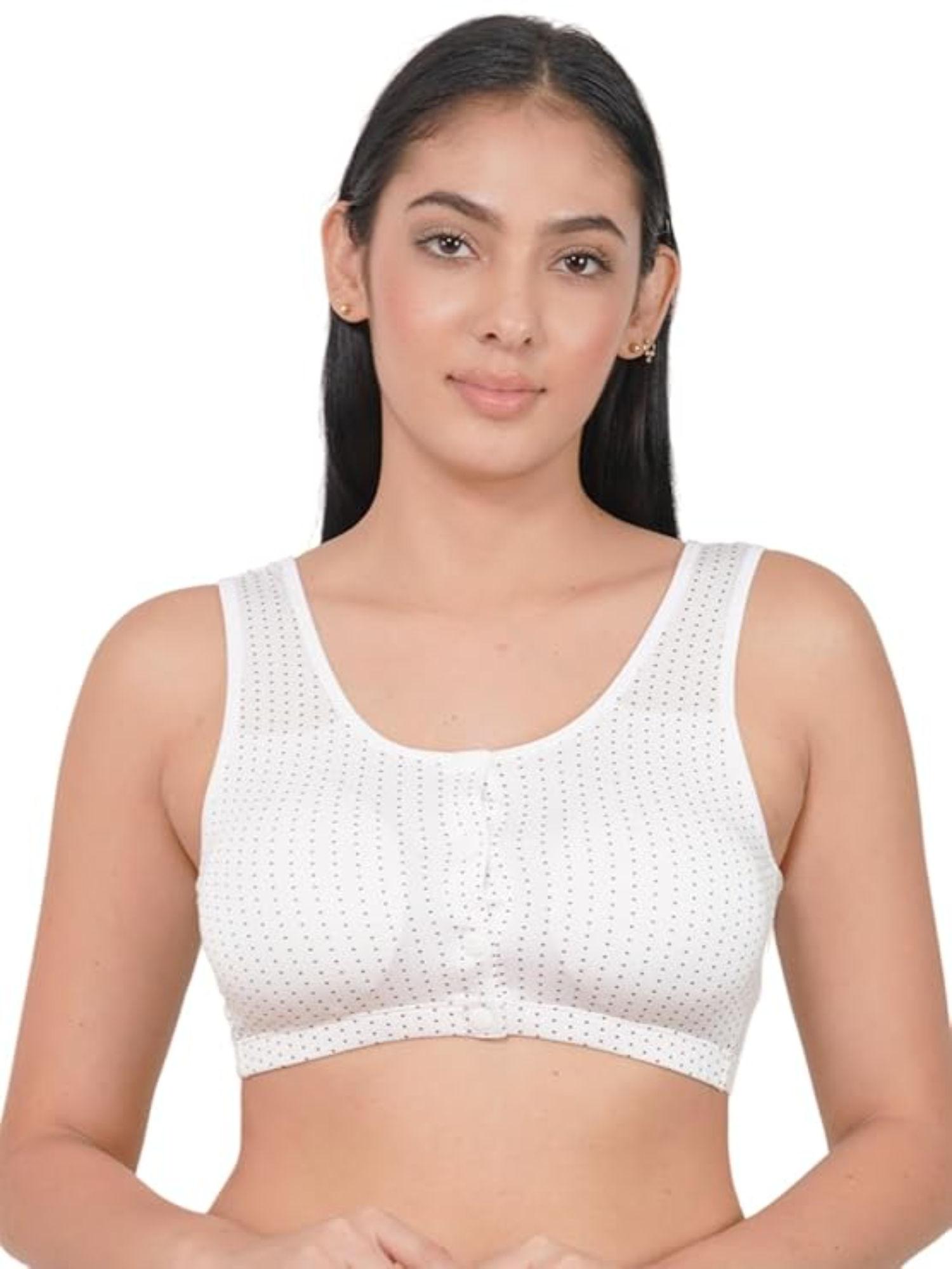 white lightly padded plus size front open maternity bra