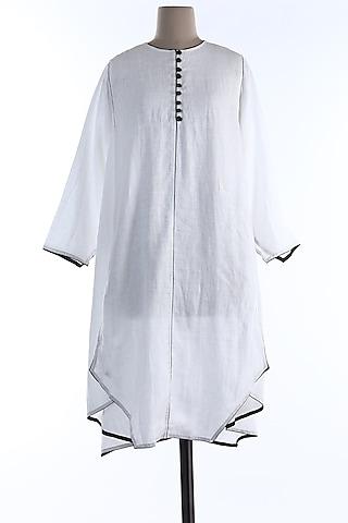 white linen asymmetric tunic