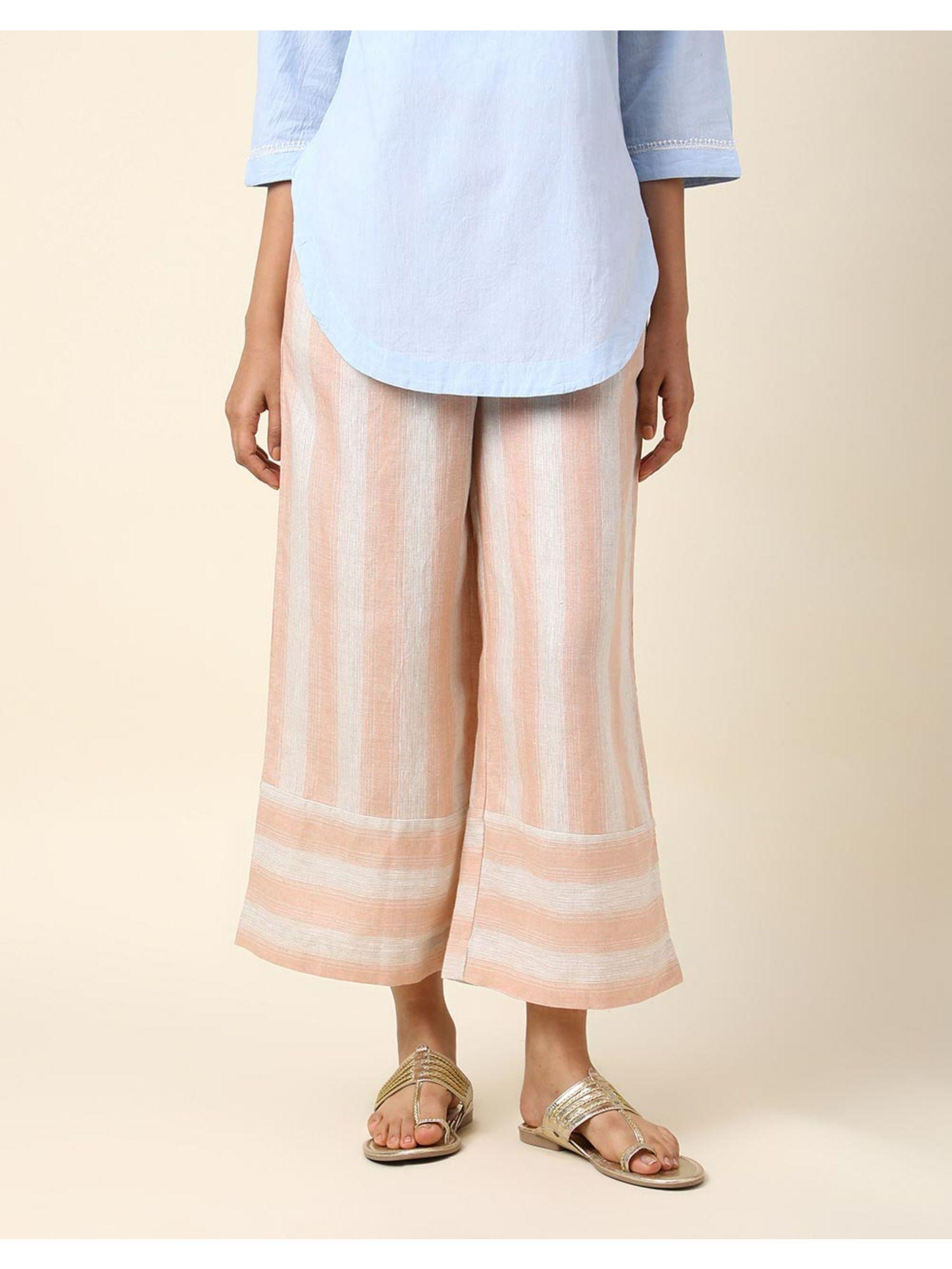 white linen calf length culottes