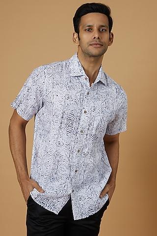 white linen digital printed shirt