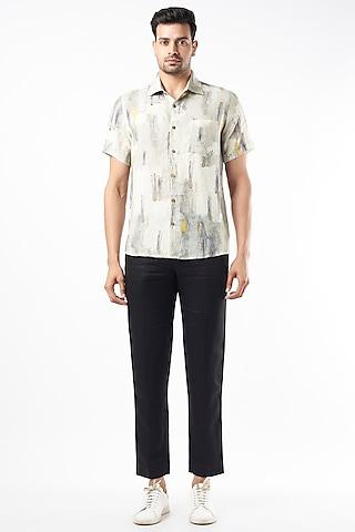 white linen digital printed shirt