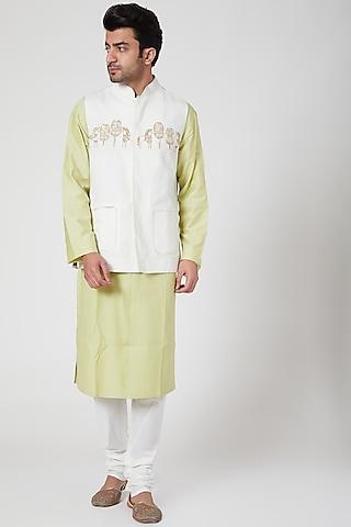white linen embroidered jacket