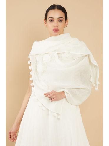 white linen embroidered stole