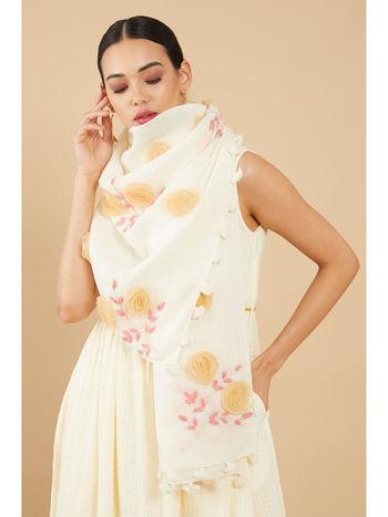 white linen embroidered stole