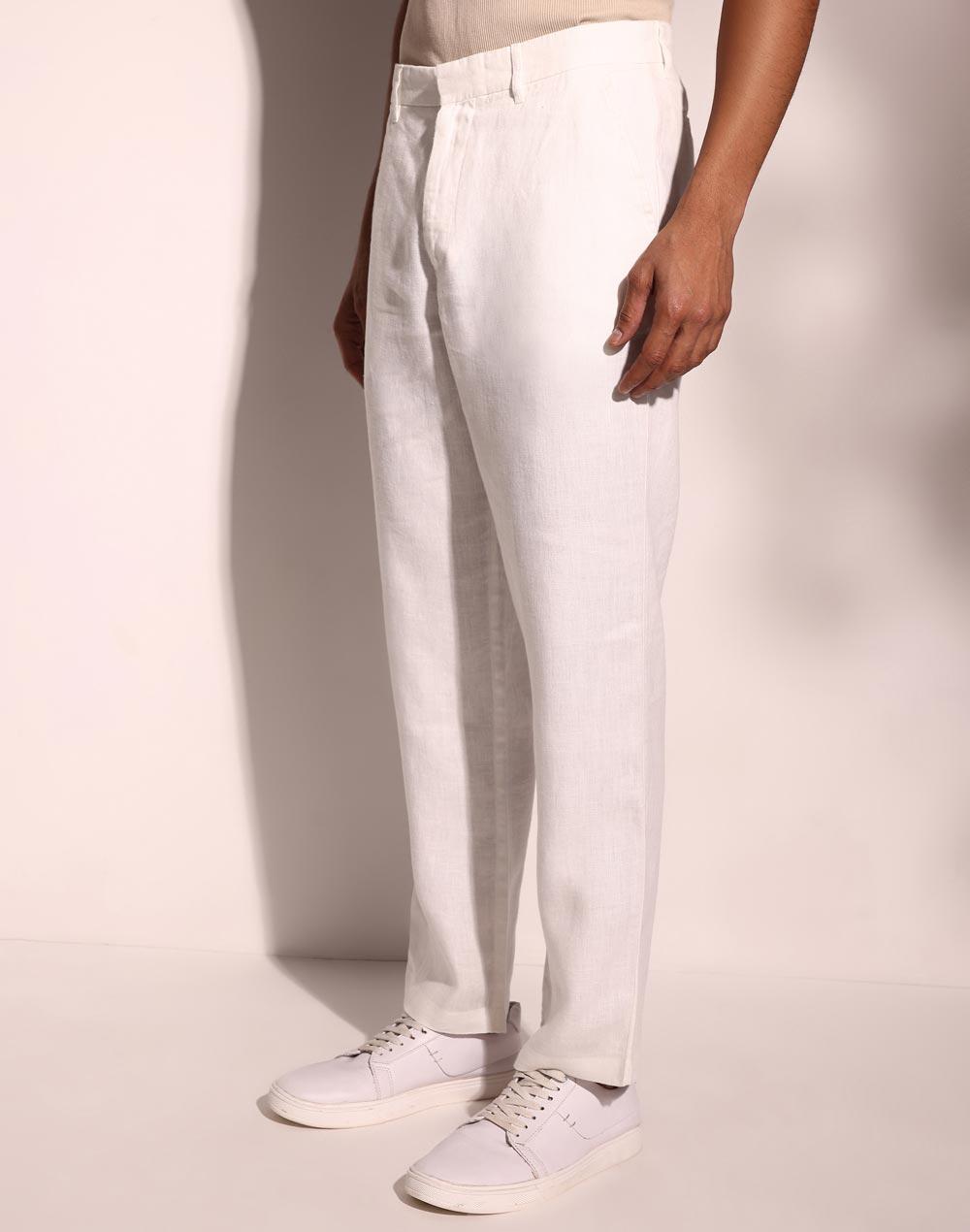 white linen full length regular pant