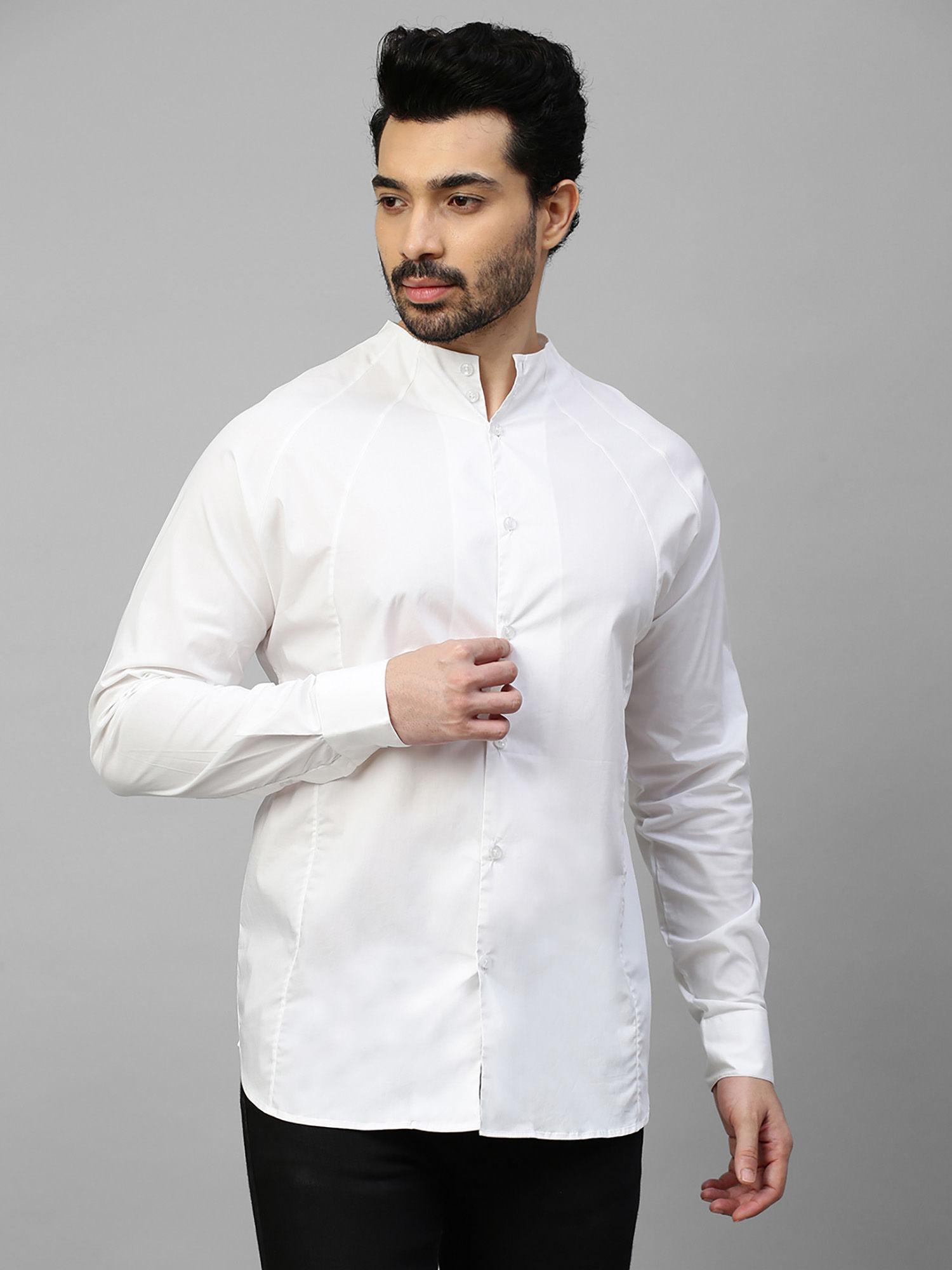 white linen high neck shirt