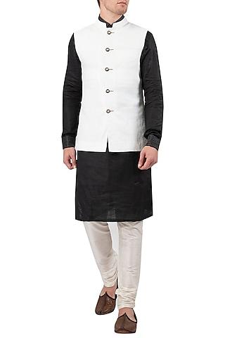 white linen nehru jacket
