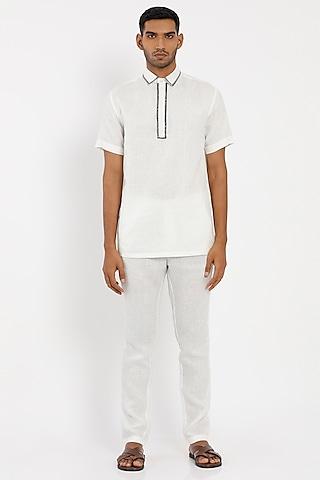 white linen polo shirt