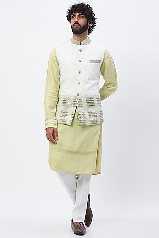 white linen satin nehru jacket