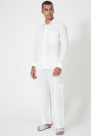 white linen striped shirt