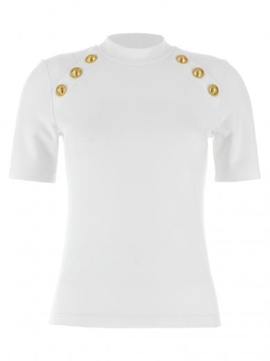 white logo buttons t-shirt