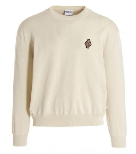 white logo embroidered sweater