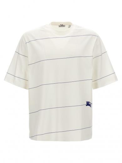 white logo embroidery striped t-shirt