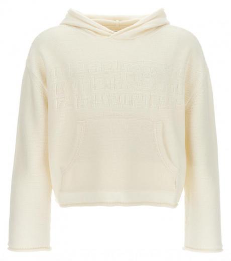 white logo hooded sweater