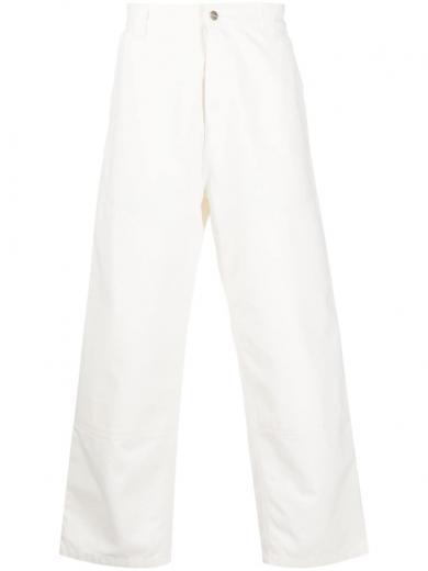 white logo patch trousers