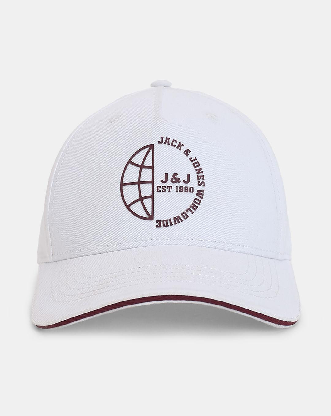 white logo print baseball cap