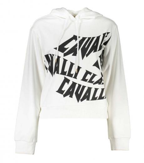 white logo print hoodie