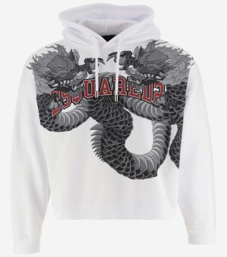 white logo print hoodie