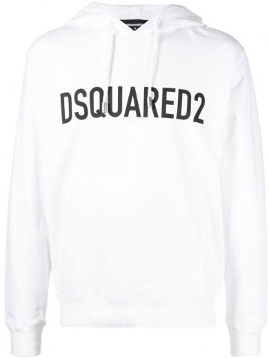 white logo-print hoodie