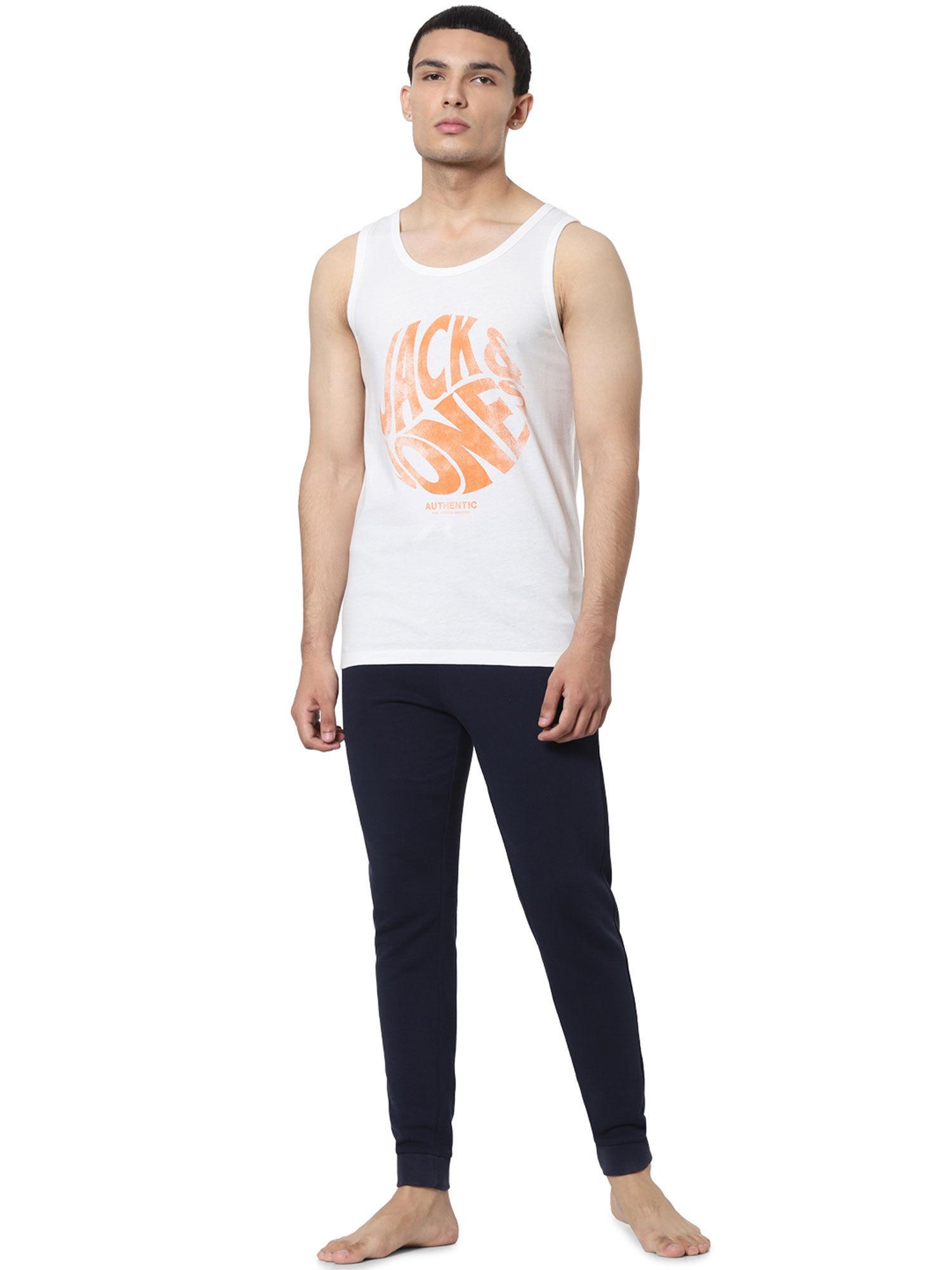 white logo print vest