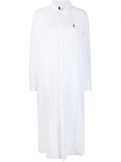 white logo shirt dress