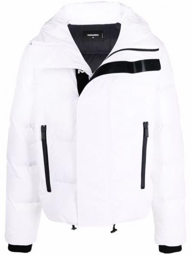 white logo-strap padded jacket