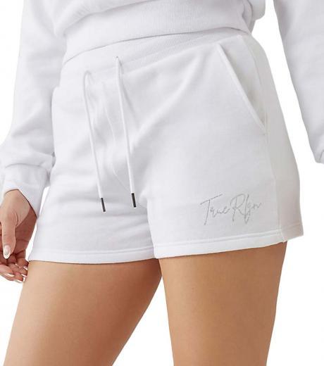 white logo sweat short