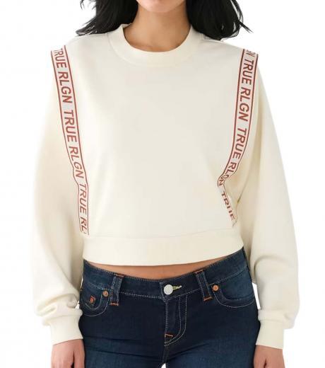 white logo tape trim sweater