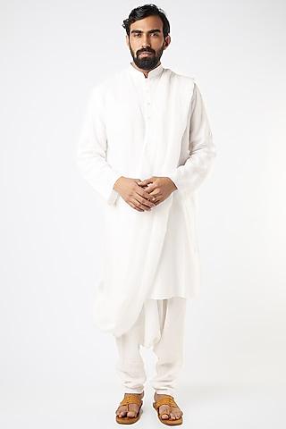 white long kurta with drape
