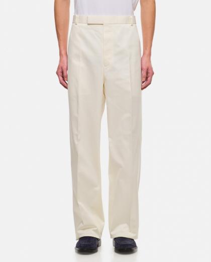 white low rise trousers