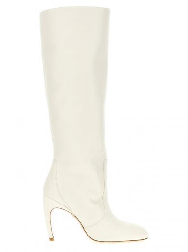 white lux curl boots