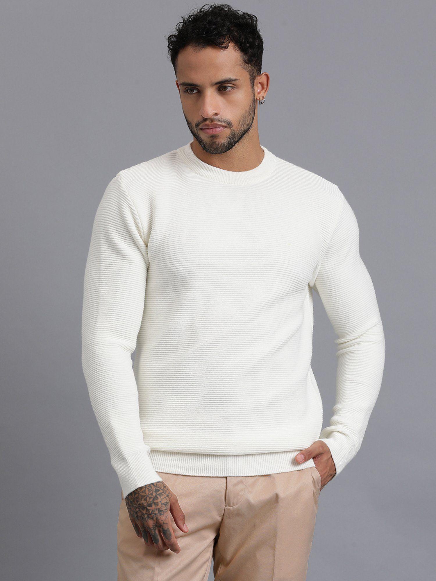 white luxury lateral designer knitted mens wool pullover sweater