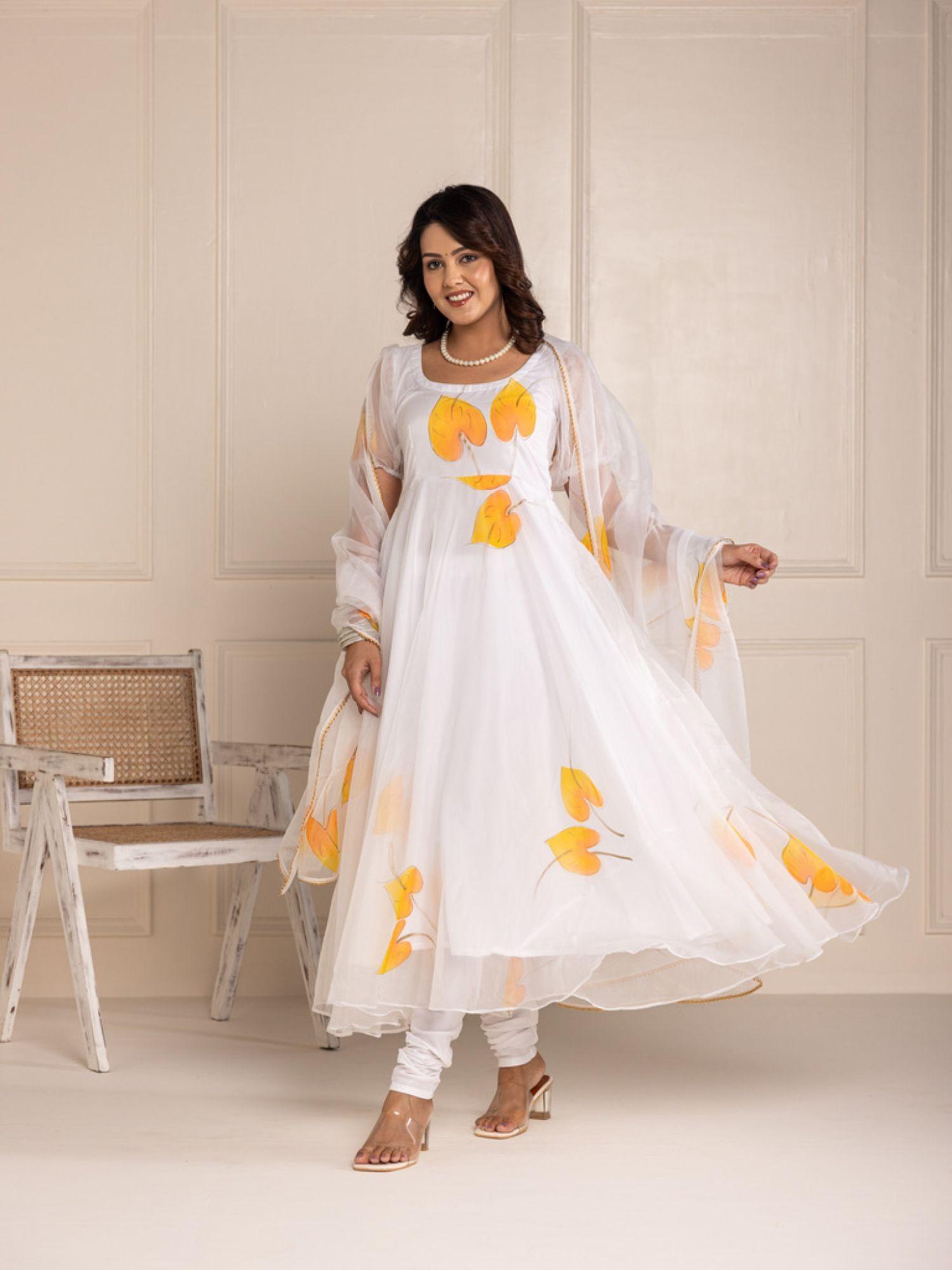 white maanya anarkali (set of 3)