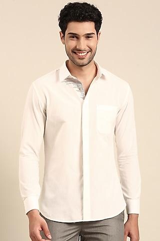 white malai cotton hand embroidered shirt