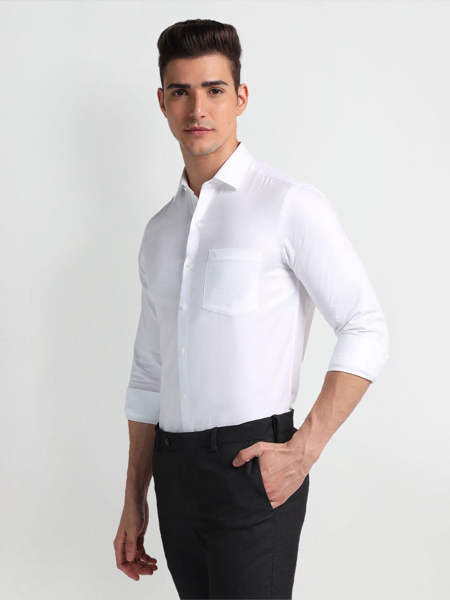 white manhattan slim fit dobby formal shirt