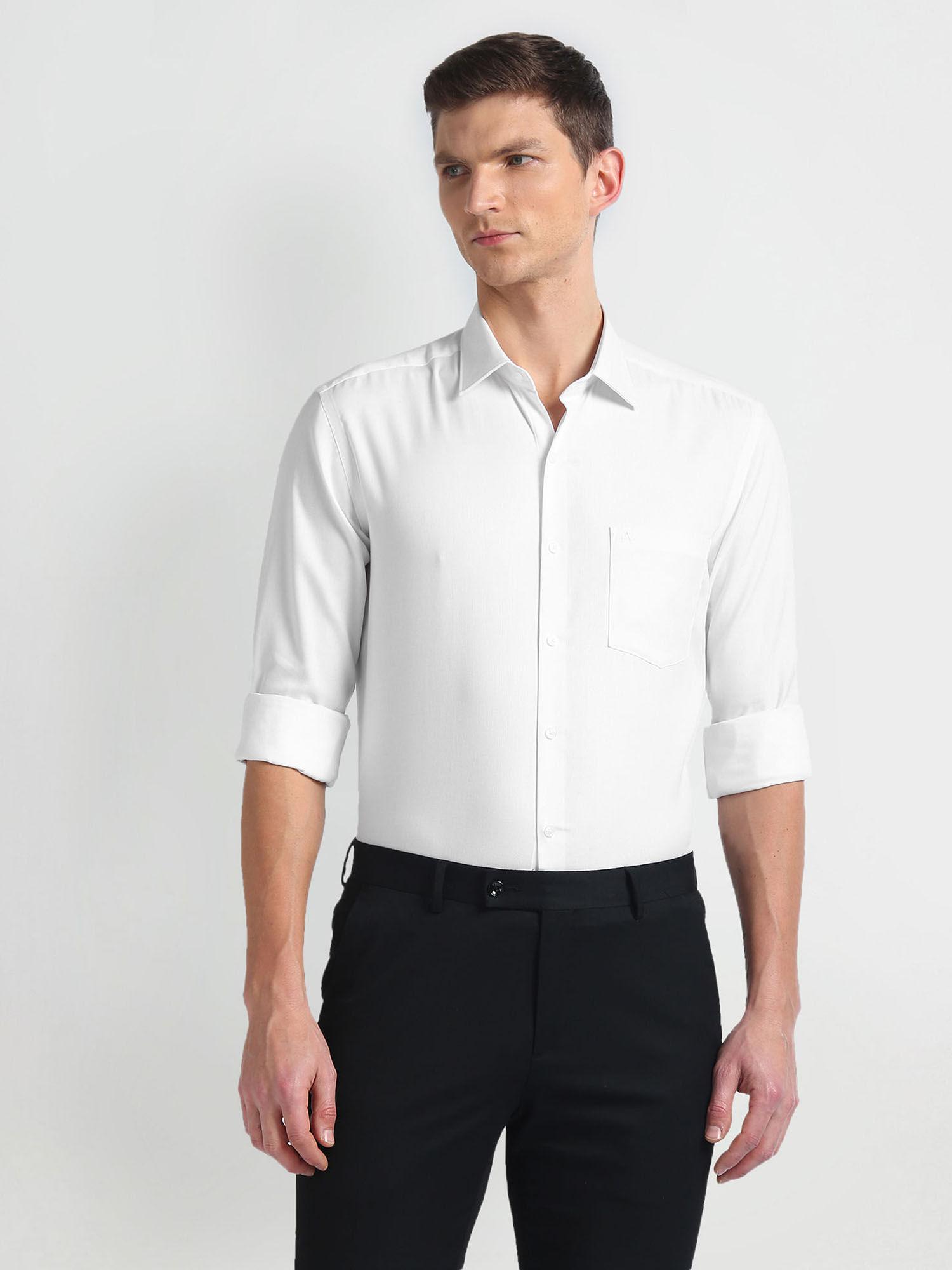 white manhattan slim fit herringbone formal shirt