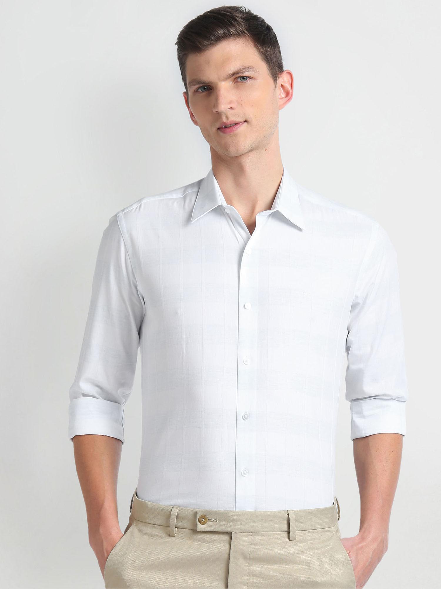 white manhattan slim fit striped formal shirt