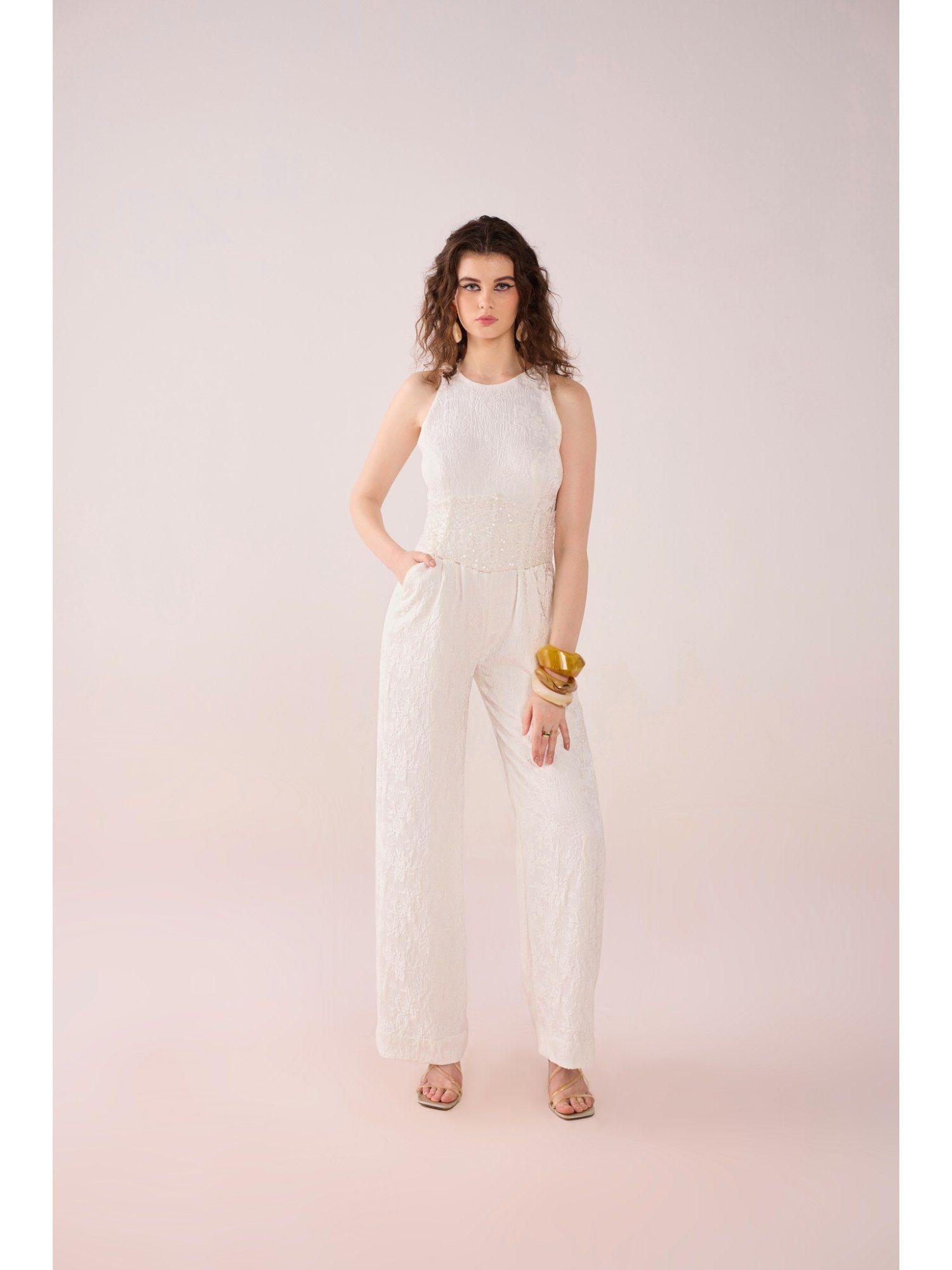 white melissa jumpsuit with detachable corset belt (set of 2)