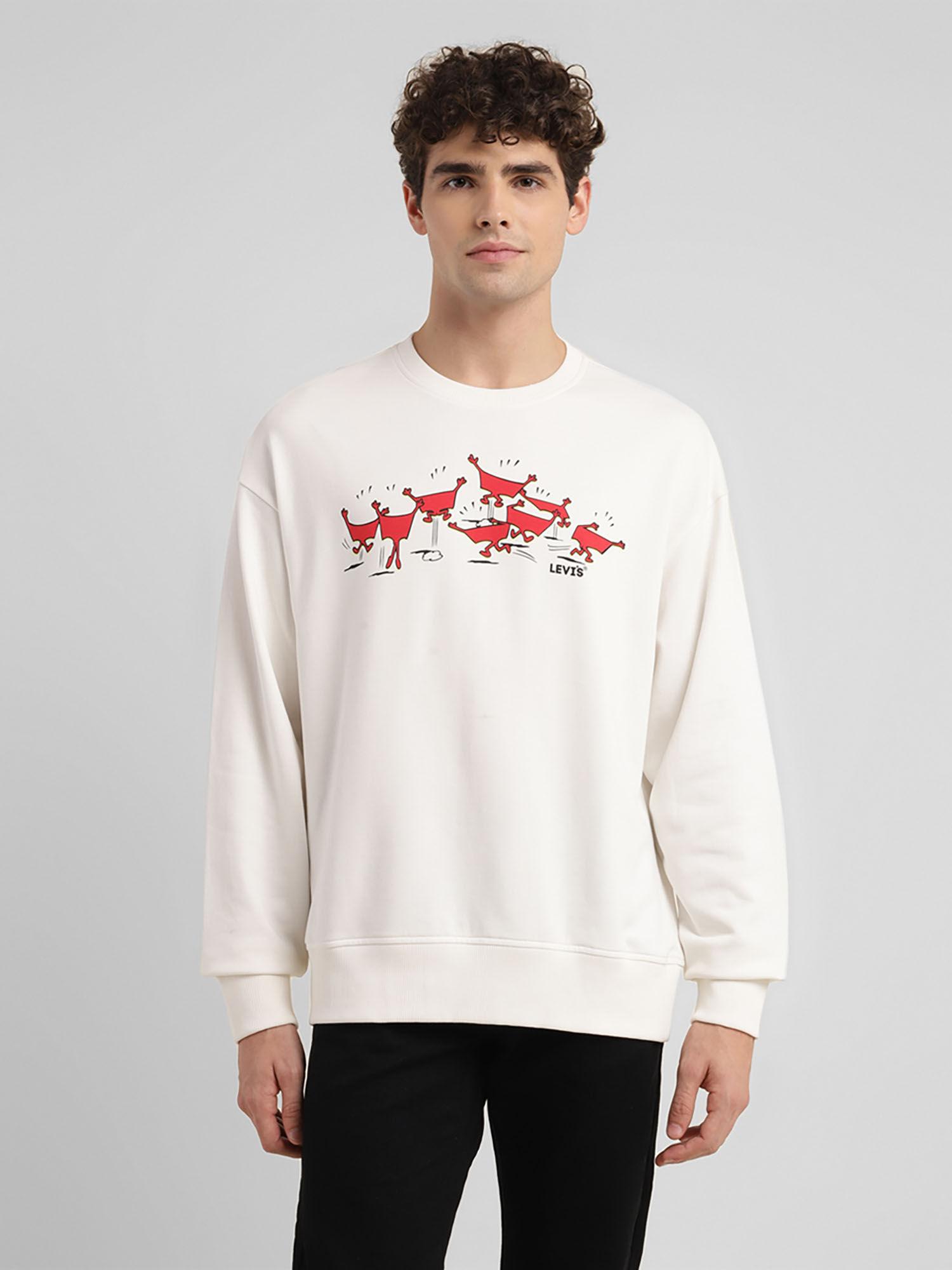 white mens graphic white crew neck sweatshirt