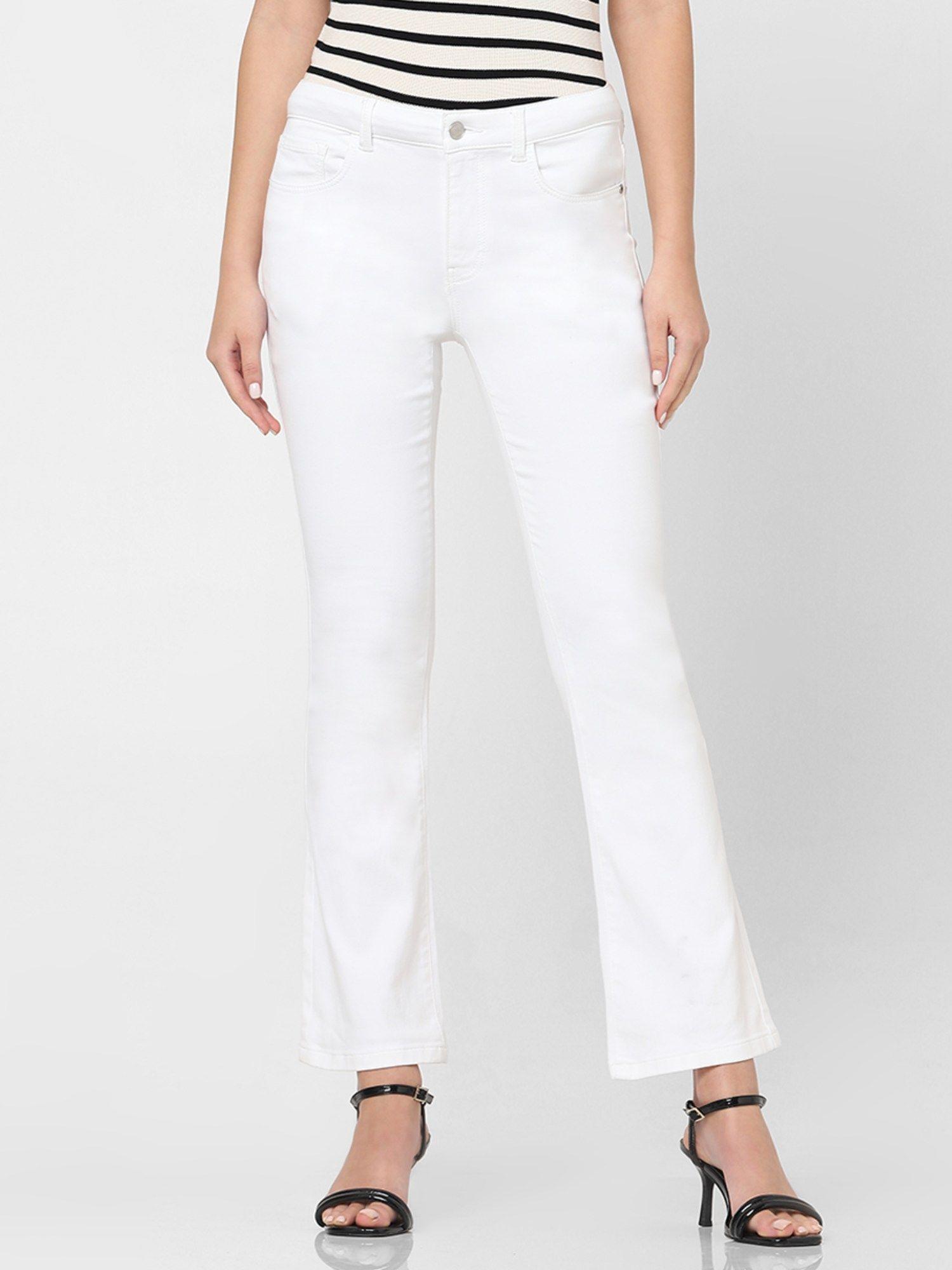 white mid rise bootcut jeans