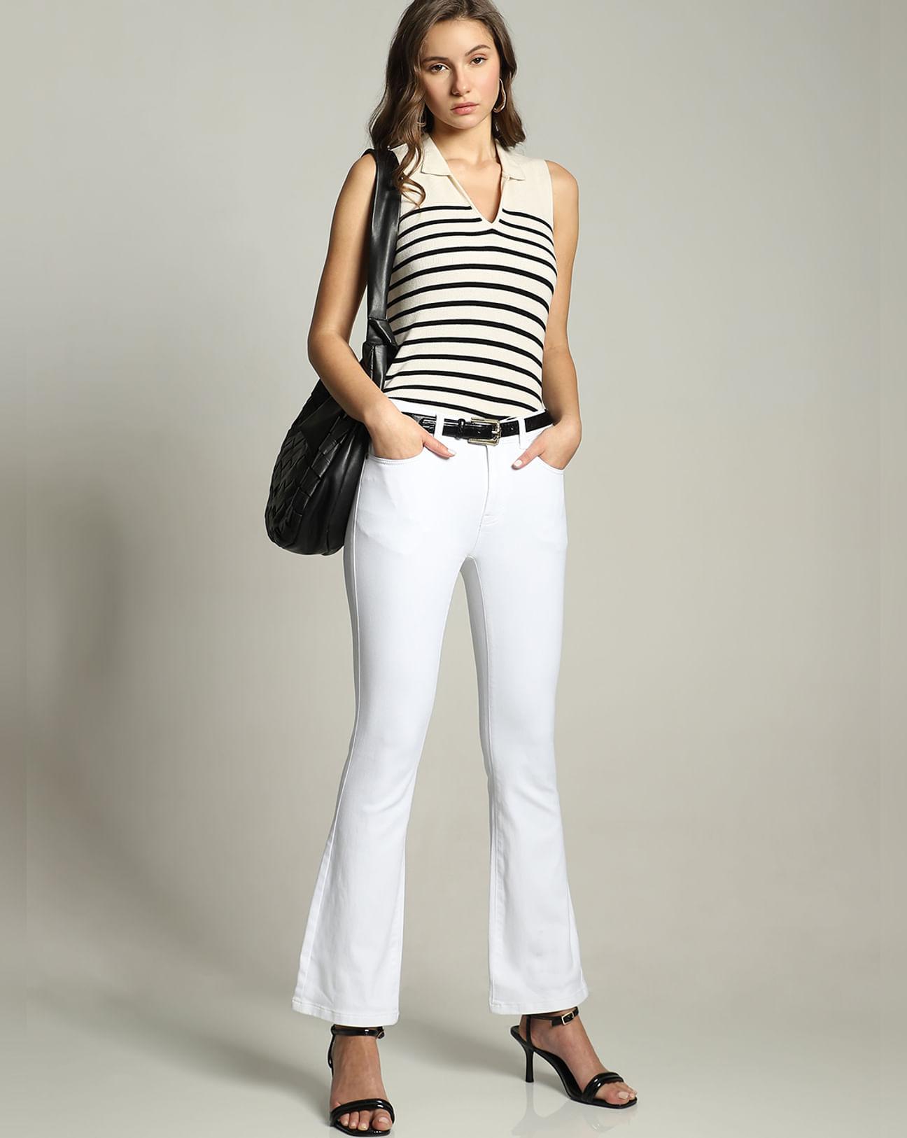 white mid rise bootcut jeans