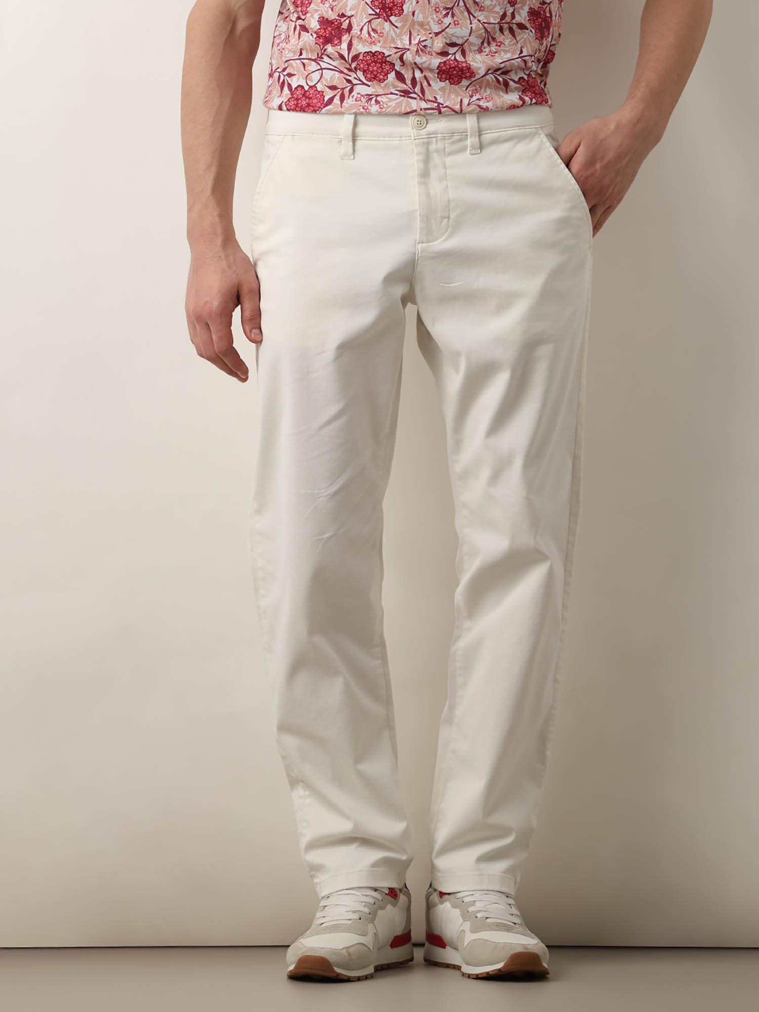 white mid rise straight fit chinos