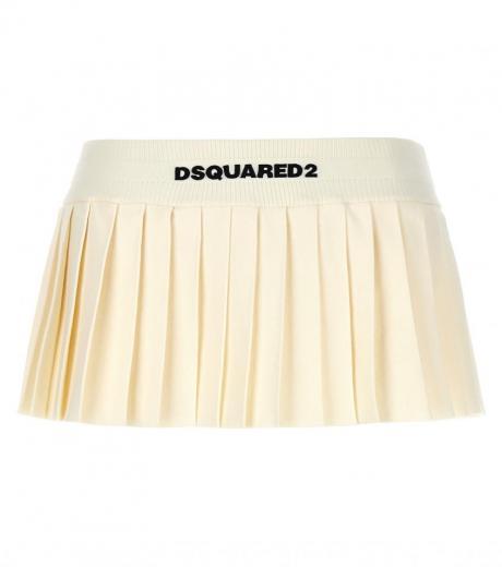 white mini pleated skirt