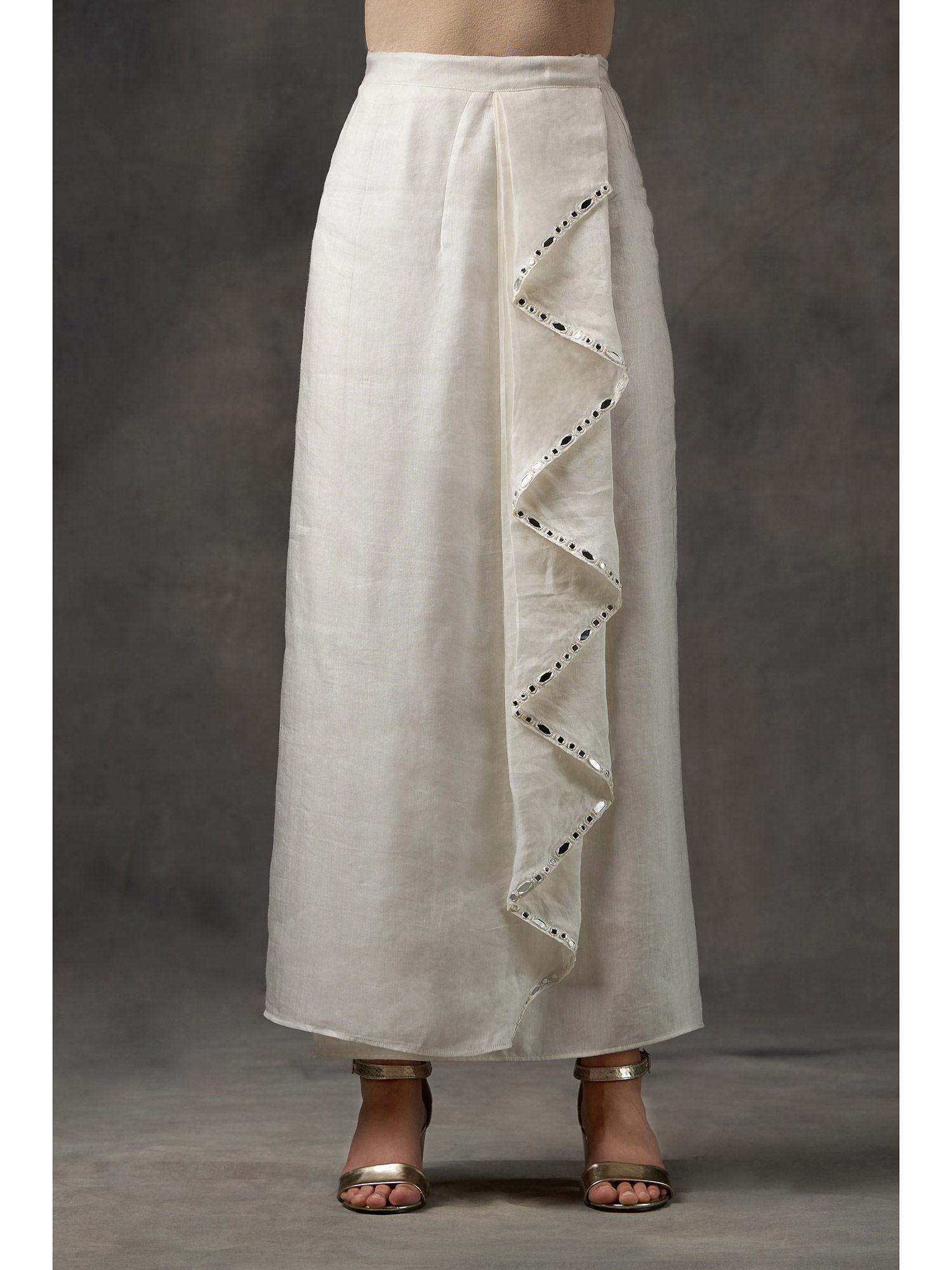 white mirrorwork loongi skirt